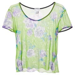 Dolce & Gabbana Intimo Green Floral Print Sheer Top S