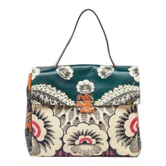 Valenitino Multicolor Floral Print Leather Mime Top Handle Bag
