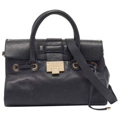 Jimmy Choo Midnight Blue Leather Rosalie Top Handle Bag