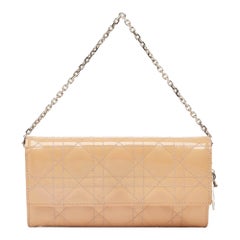 Dior Light Pink Cannage Patent Leather Lady Dior Wallet on Chain