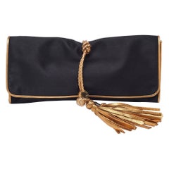Gucci Black/Gold Satin Malika Tassel Clutch