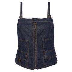 D&G Dark Blue Denim Strappy Corset Top M