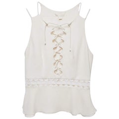 Jonathan Simkhai White Top con balze in crepe allacciate S. S. White