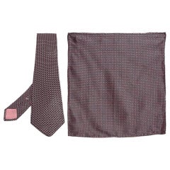Brioni - Carré de poche et cravate en satin de soie imprimé multicolore