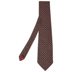 S.T. Dupont Navy Blue Printed Silk Traditional Tie