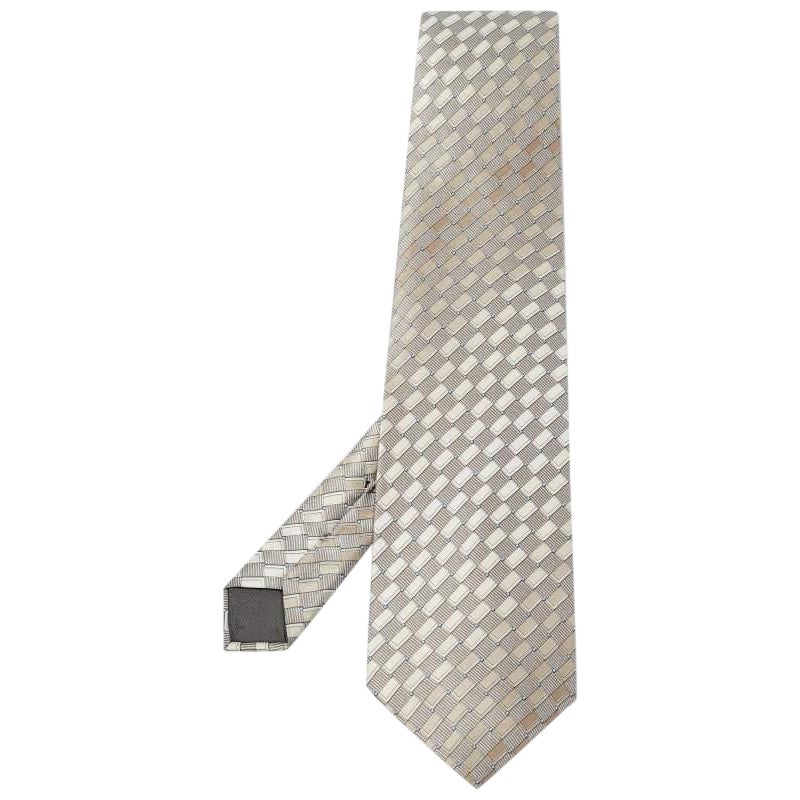 Lanvin Grey Printed Silk Traditional Tie