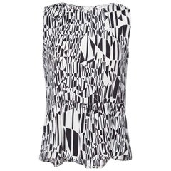 Sandro Monochrome Printed Sateen Peplum Top S