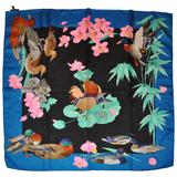 Pañuelo de Jacquard de Seda "Floral y Patos" Leonard