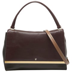 Carolina Herrera Borsa Camelot a manico alto in pelle marrone/bordeaux