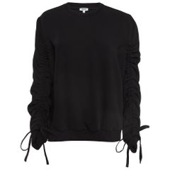 Kenzo Black Crepe Knot Ruched Sleeve Top L