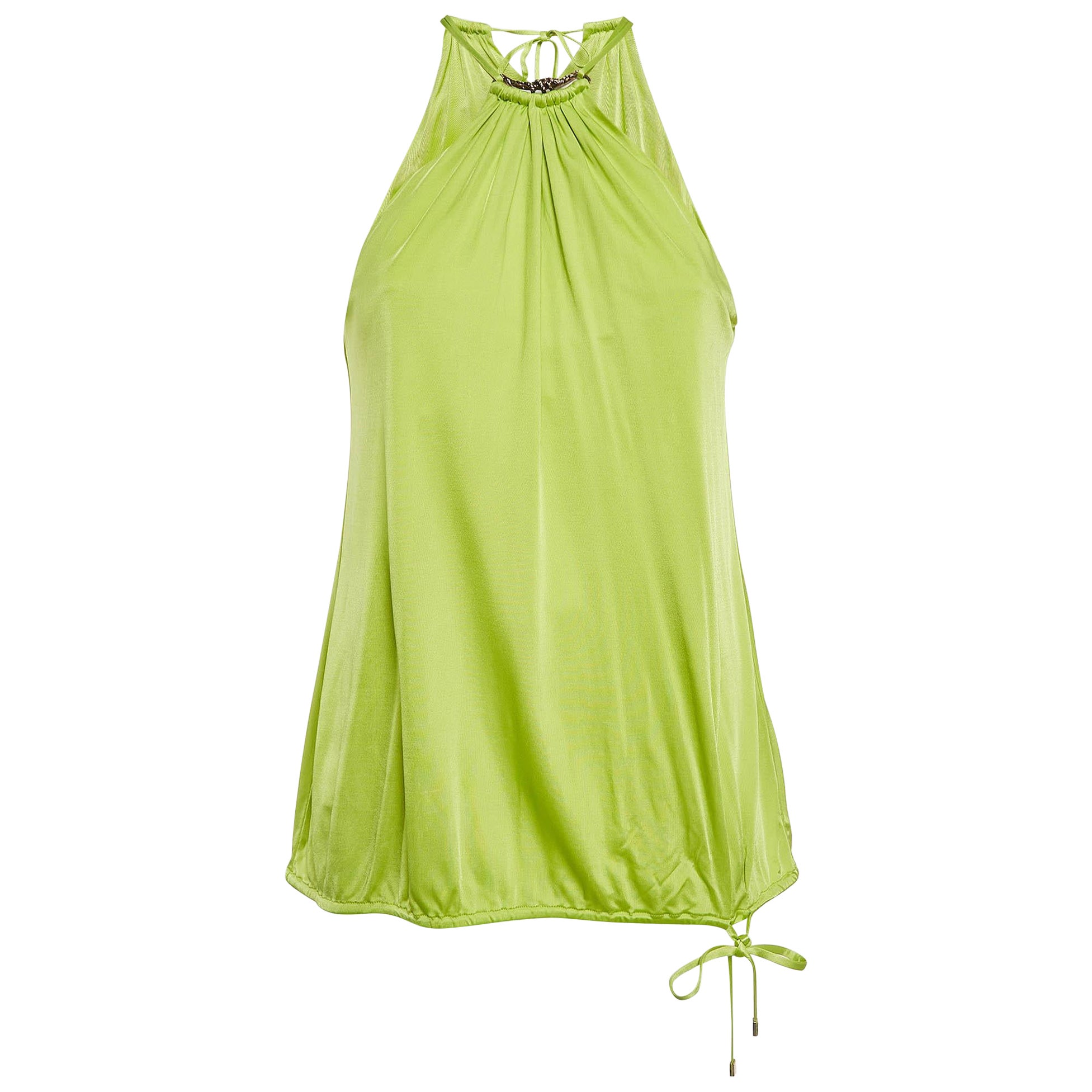 Roberto Cavalli Top de tirantes de punto verde fluorescente L
