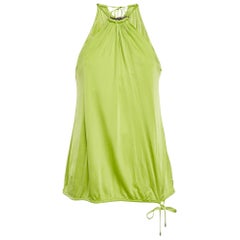 Roberto Cavalli Fluorescent Green Jersey Shoulder Strap Top L