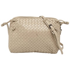 Bottega Veneta Light Beige Intrecciato Leather Nodini Crossbody Bag