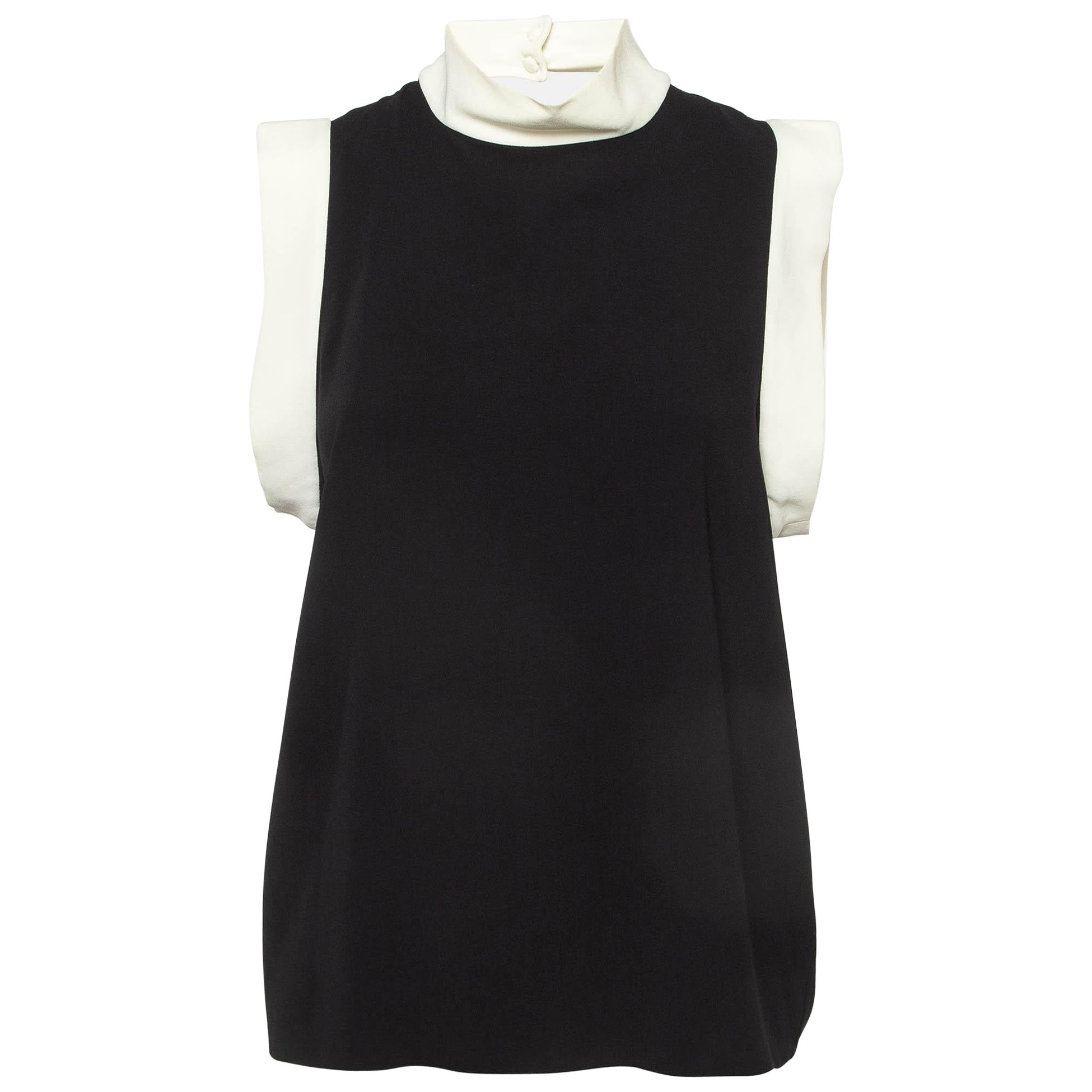Ralph Lauren Nero Sateen Top senza maniche con scollo finto M.