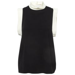 Ralph Lauren Black Sateen Mock Neck Sleeveless Top M