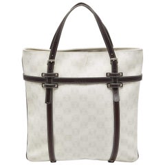 Loewe Cream/Brown Signature Anagram Coated Canvas and Leather Tote