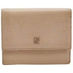 Portafoglio Trifold di Carolina Herrera in pelle color pesca con logo