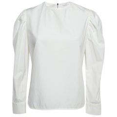 Sandro White Cotton Puff Sleeves Top M