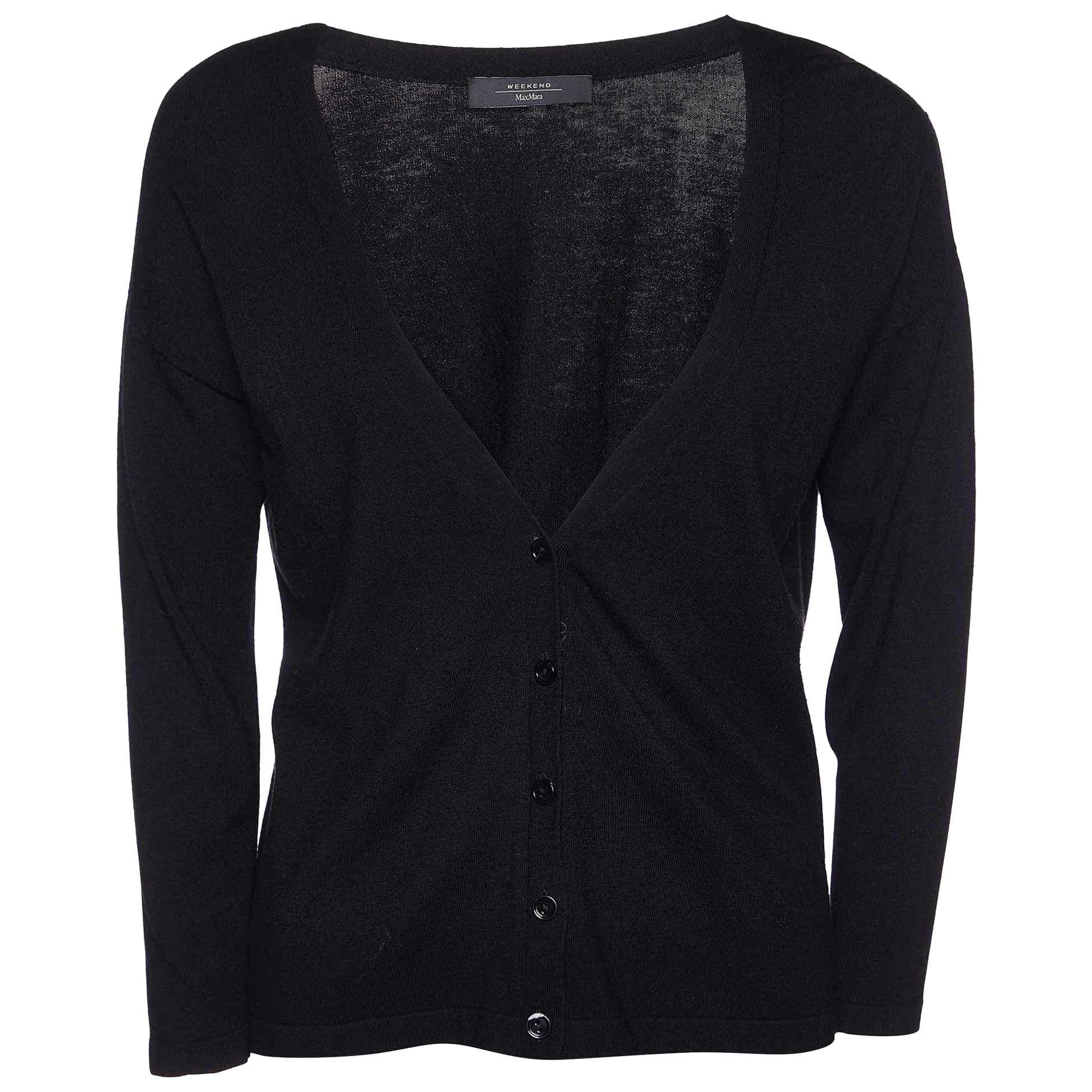 Weekend Max Mara Schwarze Strickjacke mit Knopfleiste vorne S im Angebot
