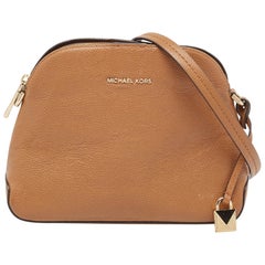 Michael Kors Brown Leather Cindy Dome Crossbody Bag