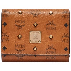MCM Cognac Visetos Beschichtetes Segeltuch Nieten Trifold Wallet