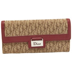 Dior Red/Beige Oblique Fabric and Leather Street Chic Wallet