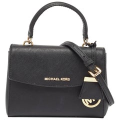 Michael Kors Black Saffiano Leather Extra Small Ava Top Handle Bag