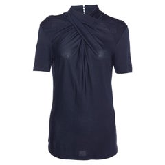 Ralph Lauren haut à col croisé en jersey de coton bleu marine, taille M