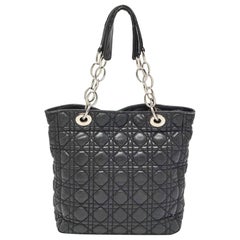 Dior Black Cannage Quilted Leather Soft Lady Dior Tote