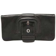 Tod's Black Leather Lucy Flap Clutch
