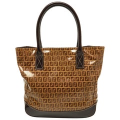 Fendi Beige/Brown Zucchino Coated Fabric and Leather Tote