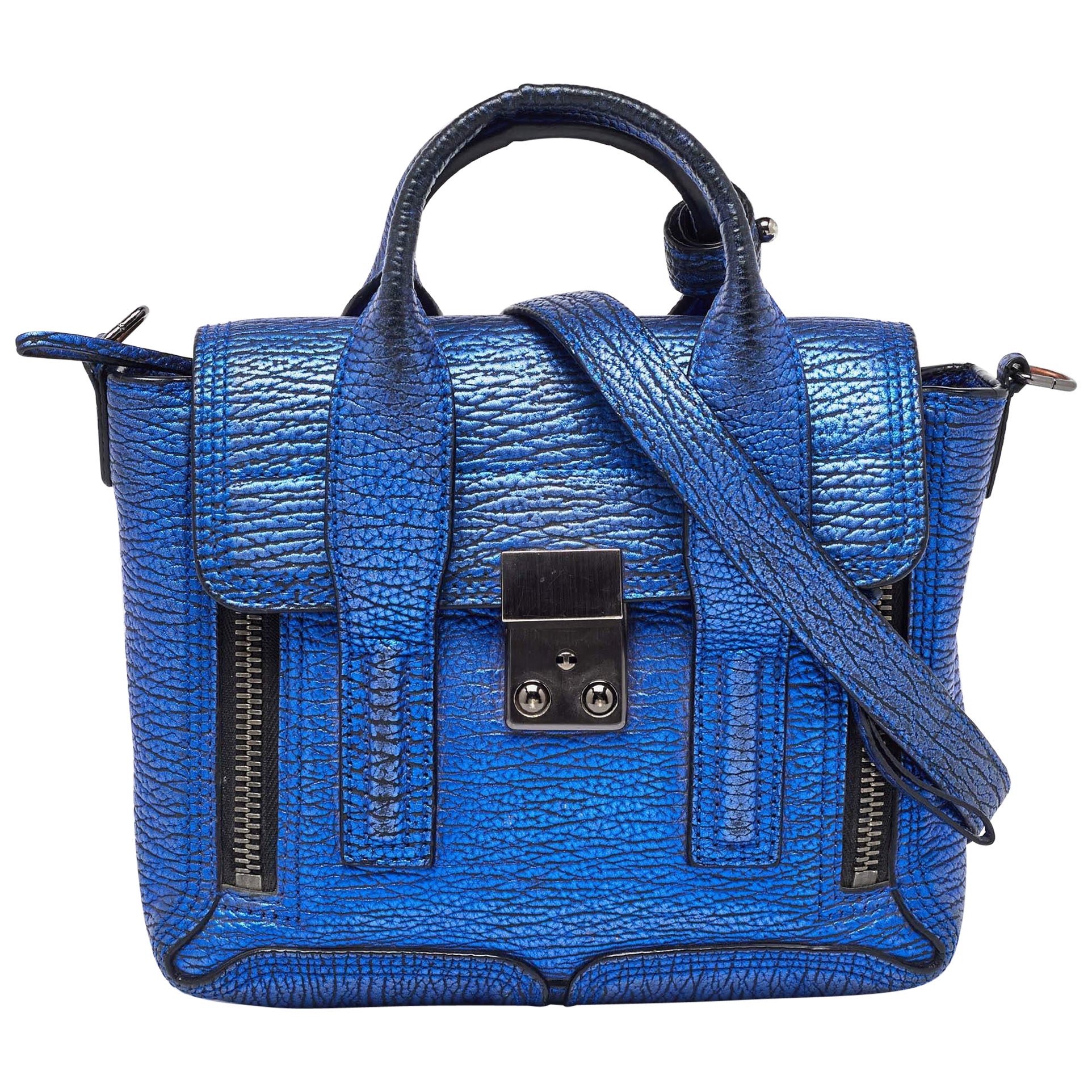 3.1 Phillip Lim Blue Leather Mini Pashli Satchel For Sale