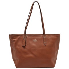 Coach Brown Leather City Zip Tote