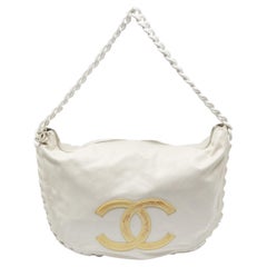 Chanel White Leather CC Modern Chain Hobo