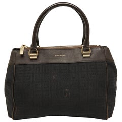 Fourre-tout à double fermeture éclair en cuir et toile Monogram Brown/Black Givenchy