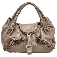 Fendi Beige Leather Raffle Spy Hobo