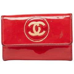 Chanel Red Patent Leather CC Compact Wallet