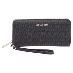 Michael Kors Portafoglio con cerniera in tela Coates nero/grigio Signature