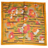 Jean Casavave - Écharpe en soie colorée mandarine à pois multicolores avec centre en écharpe
