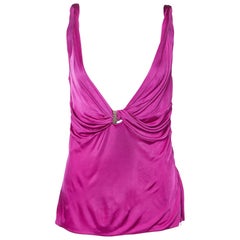 Versace Top senza maniche con dettaglio nodo in jersey rosa fucsia L.L.A.
