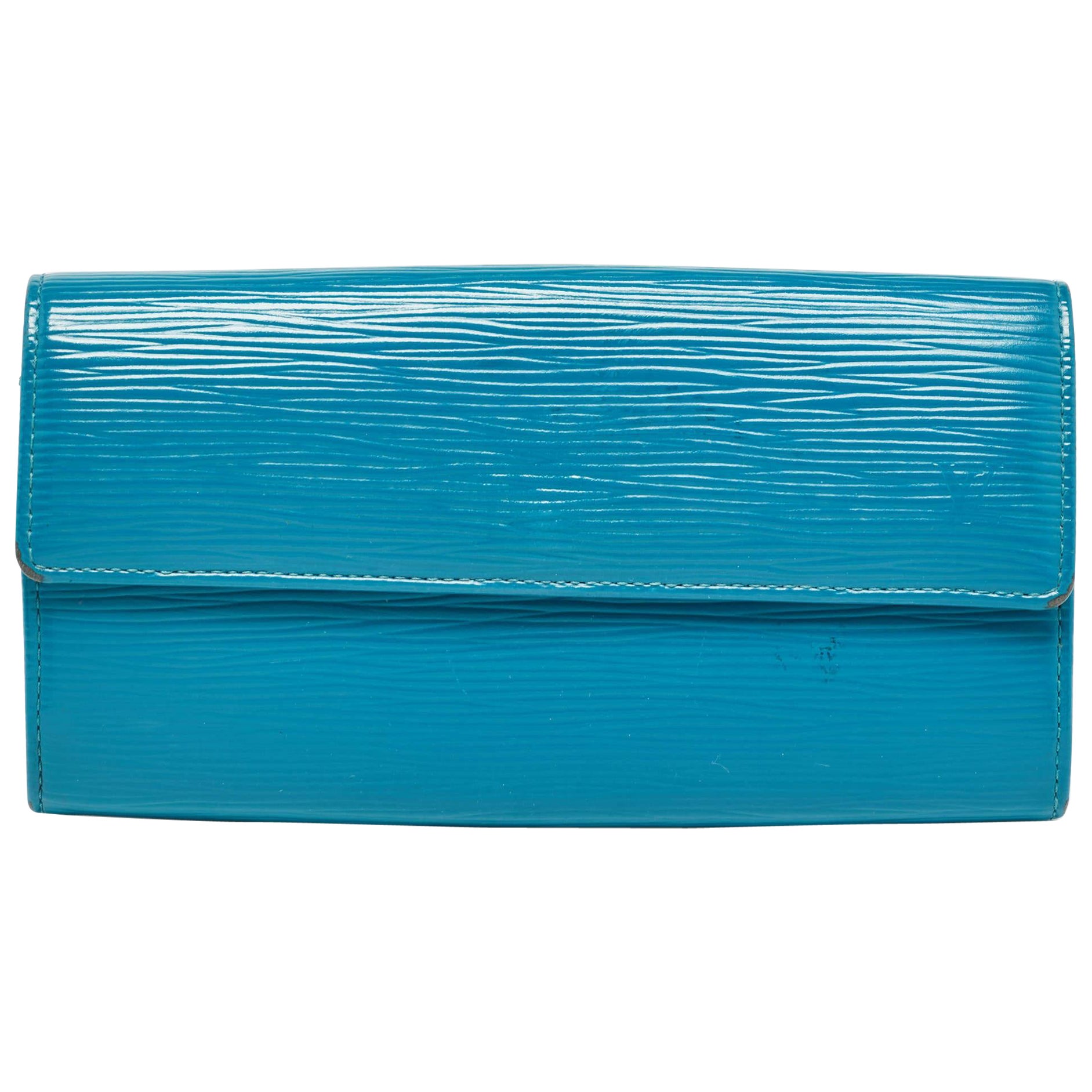 Louis Vuitton Cyan Epi Leder Sarah Brieftasche