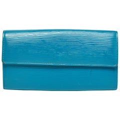 Louis Vuitton Cyan Epi Leder Sarah Brieftasche