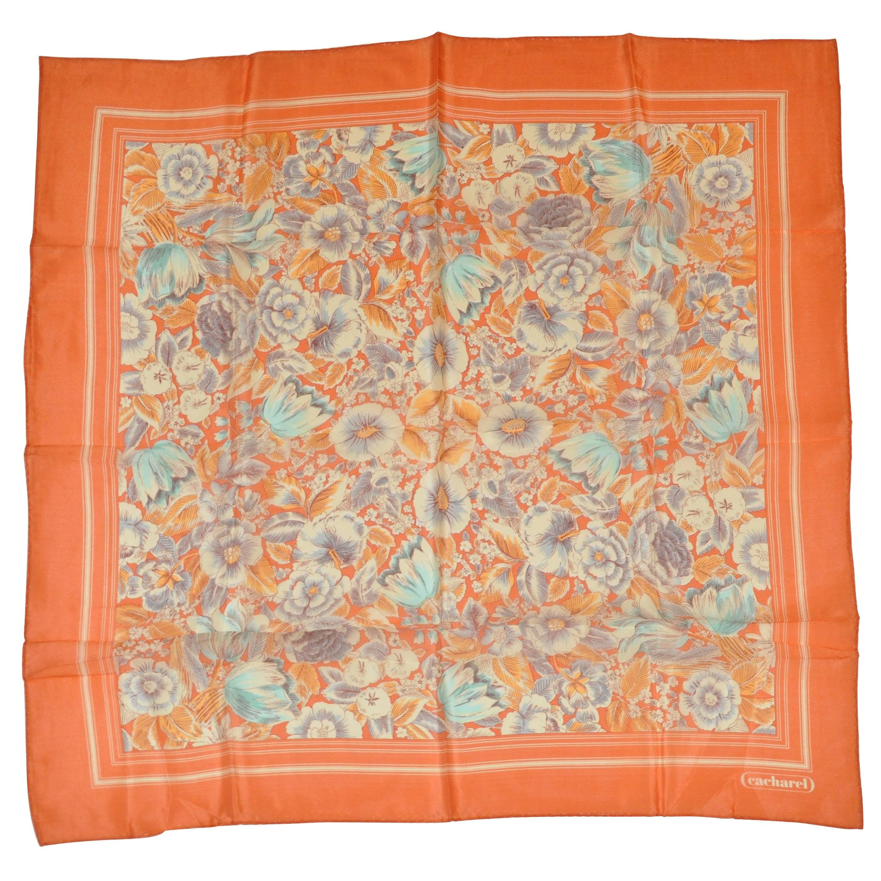 Cacharel Tangerine Floral Scarf For Sale