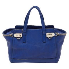 Salvatore Ferragamo Bolso de piel azul con cremallera