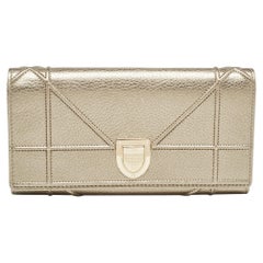 Dior Gold Leather Diorama Continental Wallet