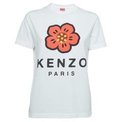 Kenzo White Printed Cotton Knit Top XS