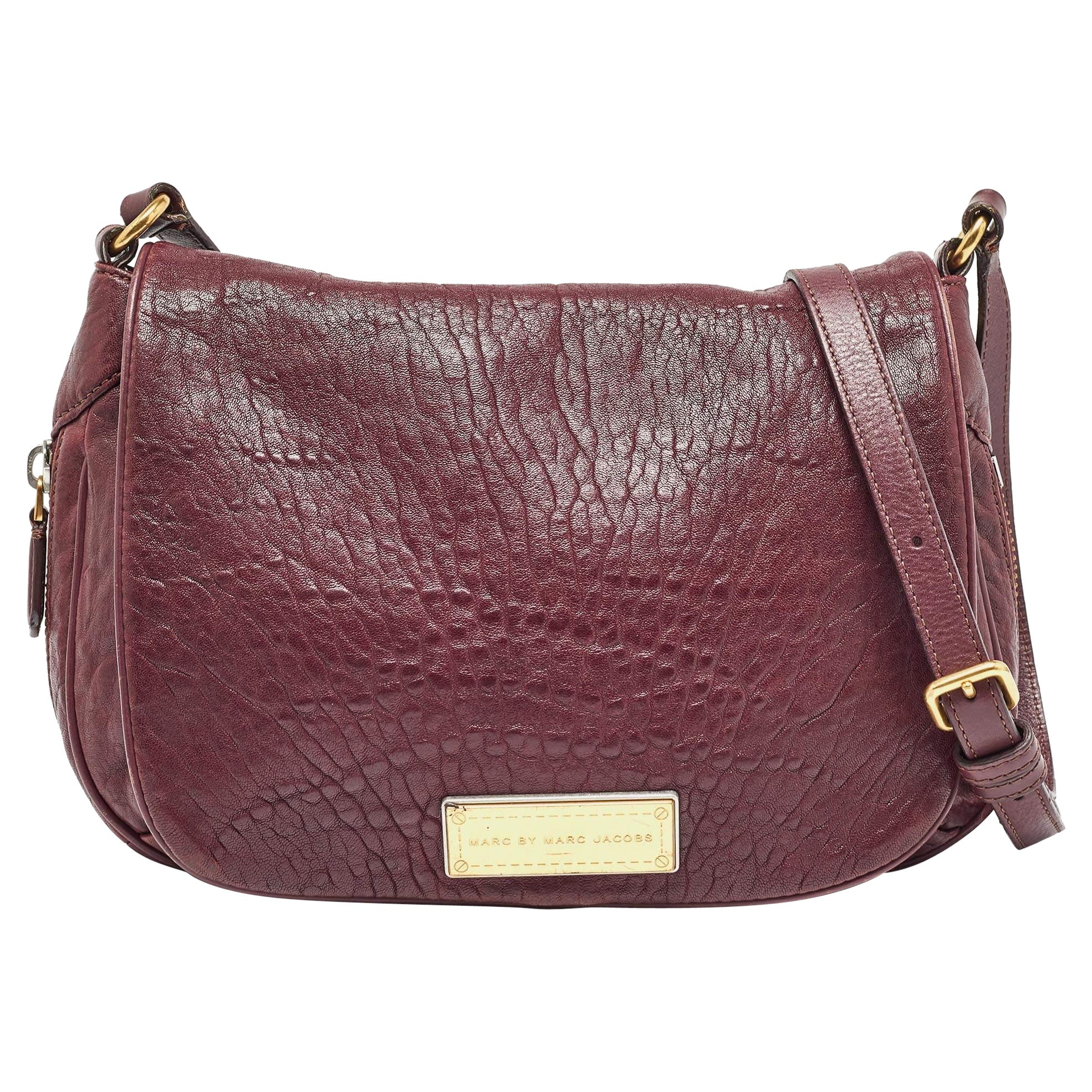 Marc by Marc Jacobs Burgundy Leather Washed Up The Nash Crossbody Bag For Sale