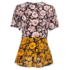Kenzo, top svasato in seta con stampa floreale multicolore M. I.