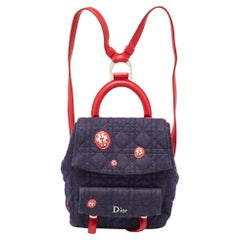 Zaino Cannage Denim Piccolo Stardust di Dior blu/rosso