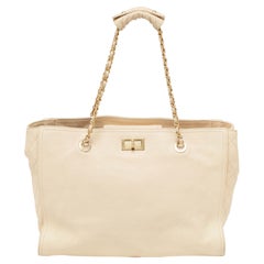 Chanel Beige Caviar Leather Reissue Large Shopper Tote